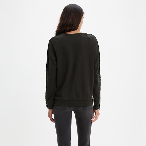 Levis Reese black fringe sleeve crewneck sweater - Picture 2 of 7